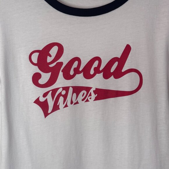 Streetwear Society white "Good Vibes" ringer t-shirt size L - Picture 2 of 4